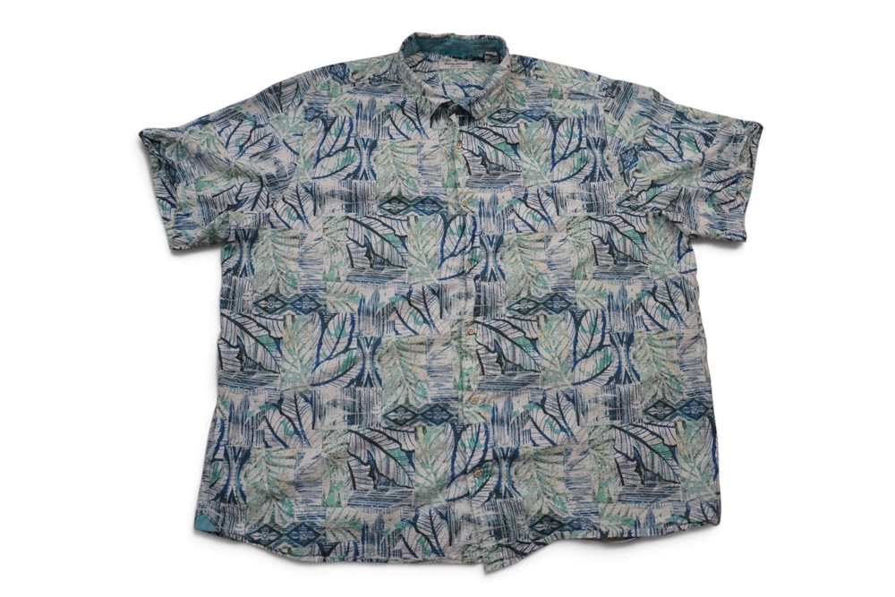 Tommy Bahama Nova Wave Shirt Mens 4XLT Blue Tropical Hawaiian Cotton Button Up